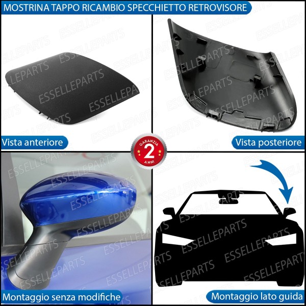 Copri Specchietto retrovisore esterno Abarth Grande Punto Mostrina Ricambio Tappo Lato Guidatore