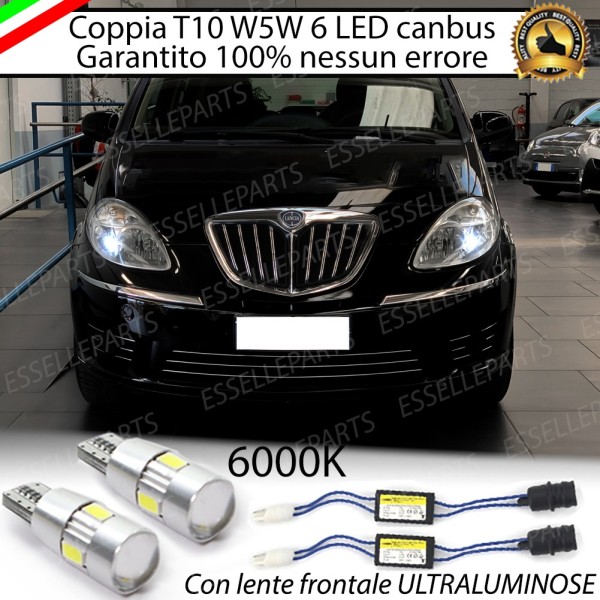 Coppia luci di posizione T10 W5W 6 LED canbus 6000K Bianco Lancia Musa Dal 2011