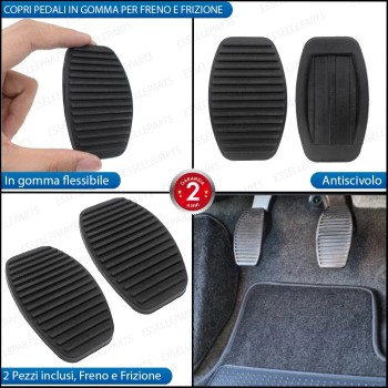 Copripedali Pedaliera in Gomma antiscivolo Frizione e Freno Per Fiat Multipla