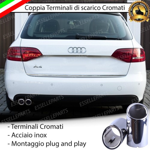 Coppia Terminali di scarico Cromati in acciaio specifici per Audi A4 B8