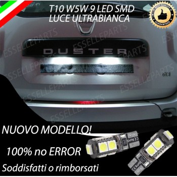 Coppia Luci Targa T10 W5W 9 LED canbus 6000K Bianco per Dacia Duster MK2 Restyling