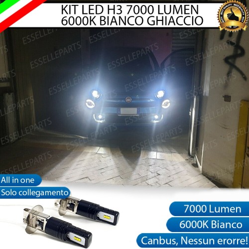 Kit Full LED H3 7000 Lumen Fendinebbia Abarth 500 595 695 6000K bianco ghiaccio canbus