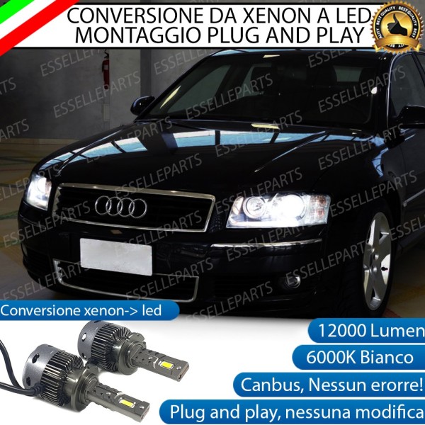 Coppia Lampade D2S Led conversione Da Xenon a LED 12000 Lumen 6000K AUDI A8 D3