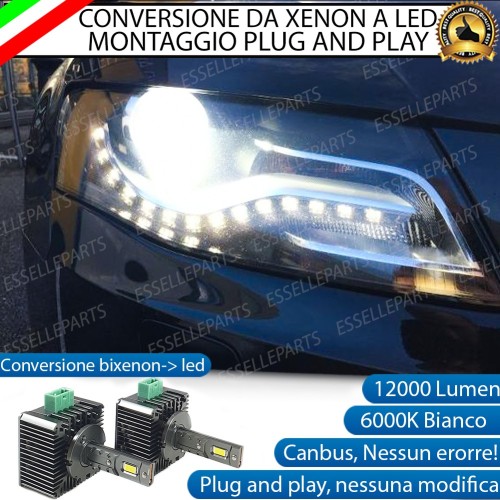 Coppia Lampade D3S Led conversione Da Xenon A Led 12000 Lumen 6000K AUDI A4 B8