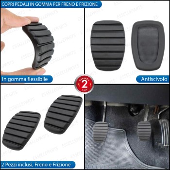 Copripedali Pedaliera in Gomma antiscivolo Frizione e Freno Per Renault Megane 2