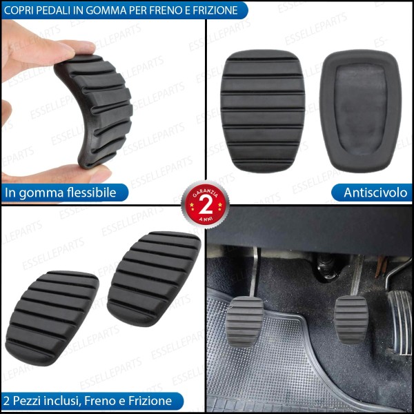 Copripedali Pedaliera in Gomma antiscivolo Frizione e Freno Per Renault Scenic 2