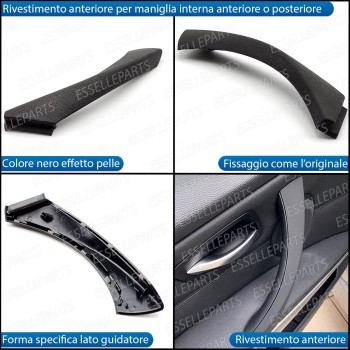 Maniglia Interna Lato Guidatore Effetto Pelle Nero Bmw Serie 3 E90 E91