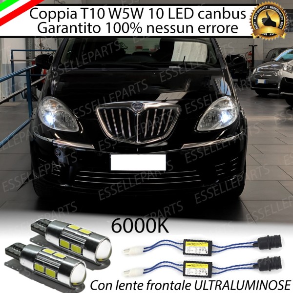 Coppia luci di posizione T10 W5W 10 LED canbus 6000K Bianco Lancia Musa Dal 2011