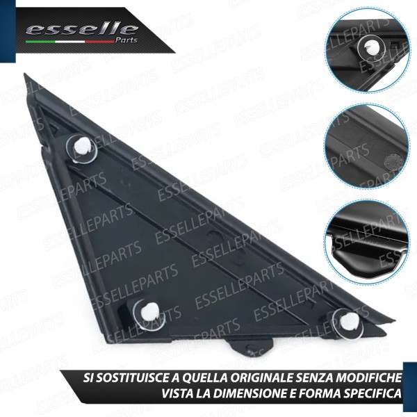 MODANATURA TRIANGOLO DESTRO NERO LUCIDO LATO PASSEGGERO PER FIAT 500 PRE-RESTYLING