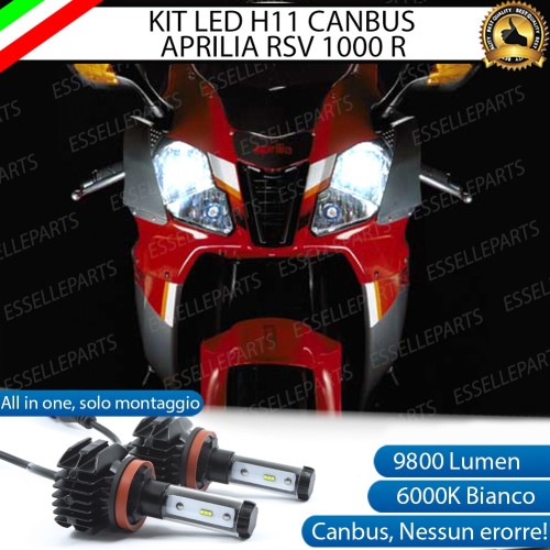 Coppia Lampade Anabbaglianti LED H11 9800 Lumen per APRILIA RSV 1000 2006-2009 R