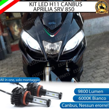 Coppia Lampade Anabbaglianti LED H11 9800 Lumen per APRILIA SRV 850 2011-2016