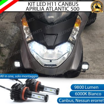 Coppia Lampade Abbaglianti LED H11 9800 Lumen per APRILIA Atlantic 500 2003-2004
