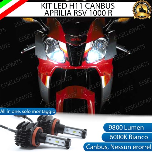 Coppia Lampade Abbaglianti LED H11 9800 Lumen per APRILIA RSV 1000 2006-2009 R