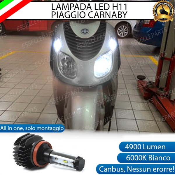 Kit Full LED Lampada H11 4900 Lumen Abbaglianti per PIAGGIO Carnaby 250 2008-2011