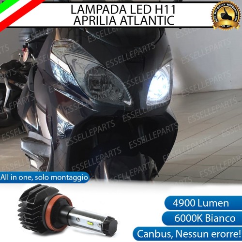 Lampada Singola Abbagliante LED H11 4900 Lumen per APRILIA Atlantic 300 2010-2014