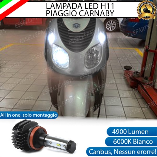 Kit Full LED Lampada H11 4900 LUMEN Anabbagliante PIAGGIO Carnaby 125 2007-2011