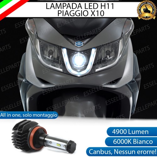 Kit Full LED Lampada H11 4900 Lumen Abbaglianti per PIAGGIO X10 125 2011-2014 i.e.