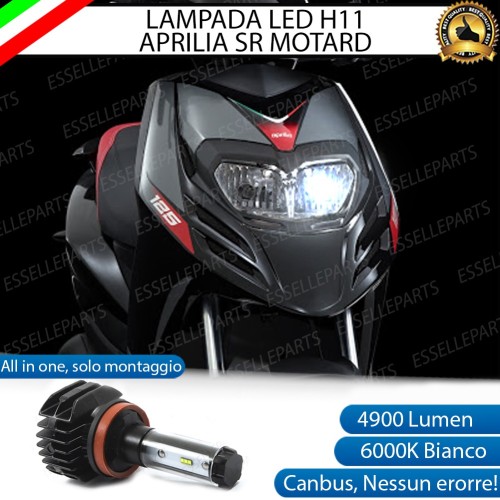Kit Full LED Lampada H11 4900 Lumen Abbaglianti per Aprilia SR 50 2012-2017 Motard