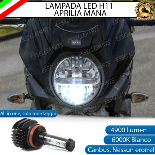 Kit Full LED Lampada H11 4900 Lumen Abbaglianti per Aprilia Mana 850 2007-2012