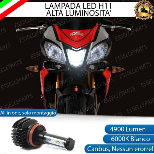 Kit Full LED Lampada H11 4900 Lumen Abbaglianti per Aprilia RS 125 2006-2014