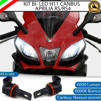 Coppia Lampade Anabbaglianti LED H11 6000 Lumen per APRILIA RS4 125 2011-2016