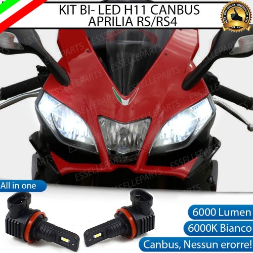 Coppia Lampade Anabbaglianti LED H11 6000 Lumen per APRILIA RS4 50 2011-2017