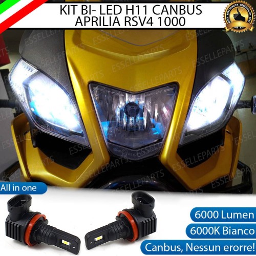 Coppia Lampade Anabbaglianti LED H11 6000 Lumen per APRILIA RSV4 1000 2009-2012 R