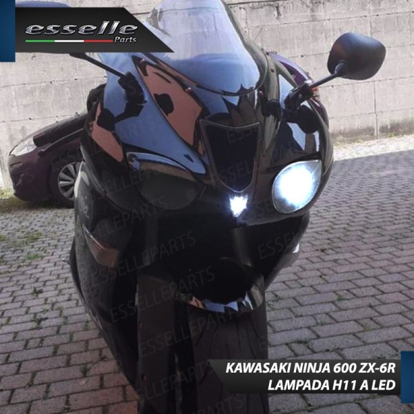 Lampada Singola H11 LED 3000 Lumen per Abbagliante KAWASAKI Ninja 600 ZX-6R 2007-2008
