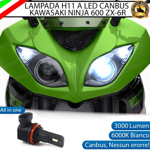 Lampada Singola H11 LED 3000 Lumen per Abbagliante KAWASAKI Ninja 600 ZX-6R 2009-2016