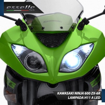 Lampada Singola H11 LED 3000 Lumen per Abbagliante KAWASAKI Ninja 600 ZX-6R 2009-2016