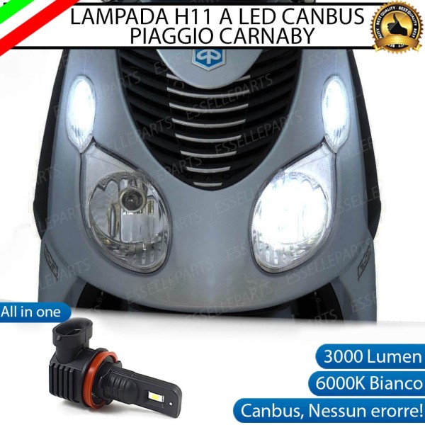 Lampada Singola H11 LED 3000 Lumen per Abbagliante PIAGGIO Carnaby 200 2007-2011