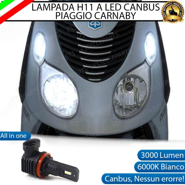 Lampada Singola H11 LED 3000 Lumen per Anabbagliante PIAGGIO Carnaby 250 2008-2011