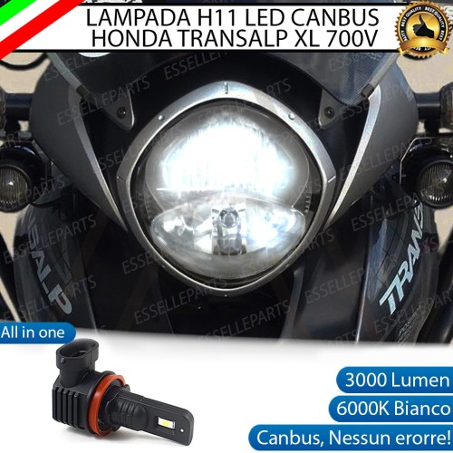 Lampada Singola H11 LED 3000 Lumen per Anabbagliante HONDA Transalp XL 700V 2007-2013