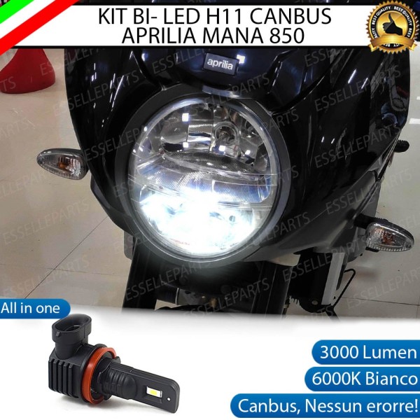 Lampada Singola Abbagliante LED H11 3000 Lumen per APRILIA Mana 850 2007-2012