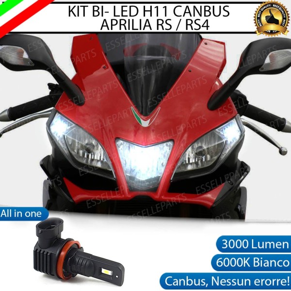 Lampada Singola Abbagliante LED H11 3000 Lumen per APRILIA RS4 125 2011-2016