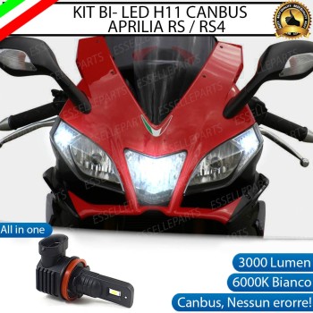 Lampada Singola Abbagliante LED H11 3000 Lumen per APRILIA RS4 125 2011-2016