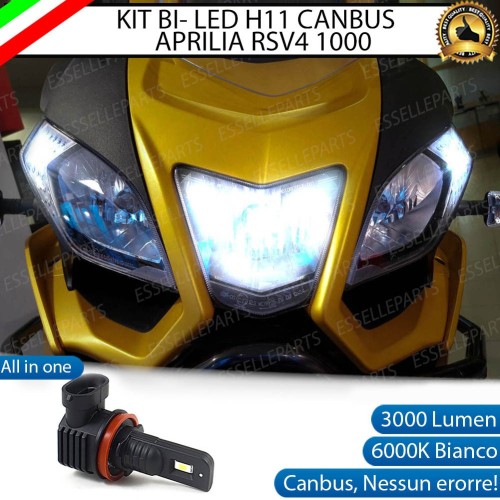 Lampada Singola Abbagliante LED H11 3000 Lumen per APRILIA RSV4 1000 2009-2012 R