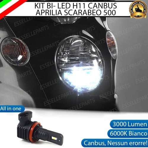 Lampada Singola Abbagliante LED H11 3000 Lumen per APRILIA Scarabeo 500 2005-2007 GT ABS