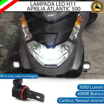 Lampada Singola Anabbagliante LED H11 3000 Lumen per APRILIA Atlantic 500 2001-2002