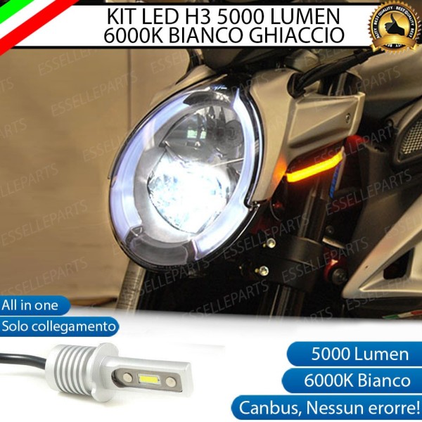 Lampada Singola Abbagliante LED H3 5000 Lumen per MV AGUSTA Dragster 800 2020