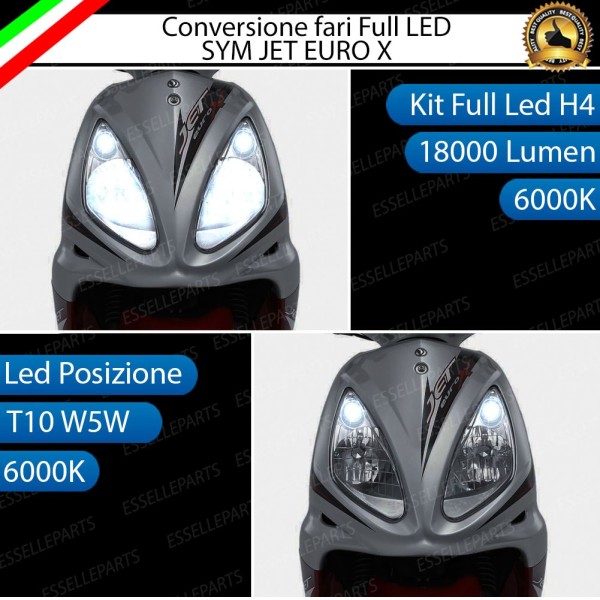 Conversione full LED Lampada H4 Anabbagliante Abbagliante SYM JET EURO X