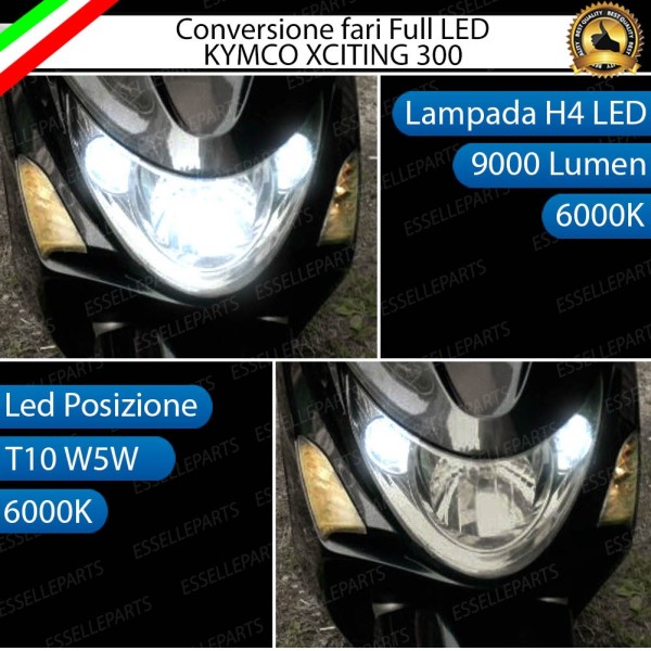 Conversione full LED Lampada H4 Anabbagliante Abbagliante KYMCO Xciting 300i (2008-2011)