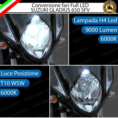 Lampade H4 + T10 LED per SUZUKI GLADIUS 650 SFV 6000K Bianco