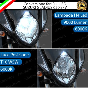 Lampade H4 + T10 LED per SUZUKI GLADIUS 650 SFV 6000K Bianco