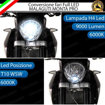Lampade H4 + T10 LED per MALAGUTI MONTE PRO 125 6000K Bianco