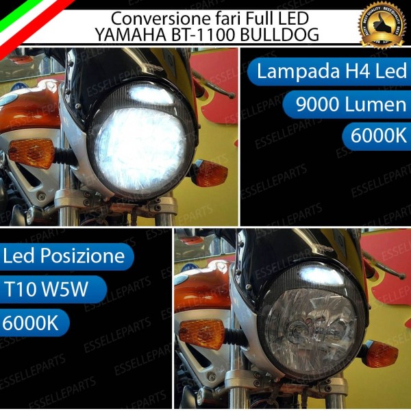 Lampade H4 + T10 LED per Yamaha BT 1100 Bulldog 6000K Bianco