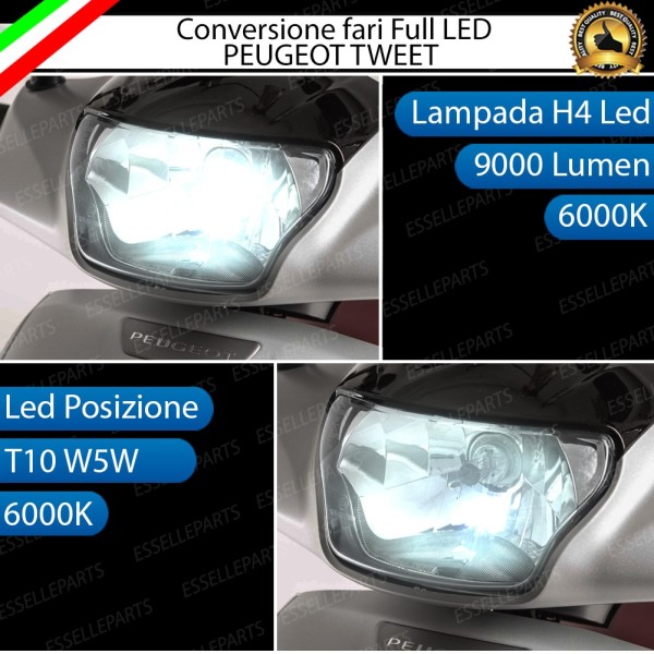 Conversione full LED Lampada H4 Anabbagliante Abbagliante PEUGEOT TWEET