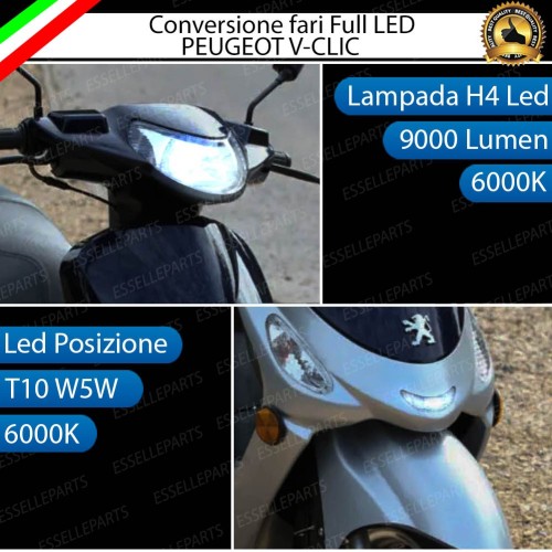 Lampade H4 + T10 LED per PEUGEOT V-CLIC 6000K Bianco