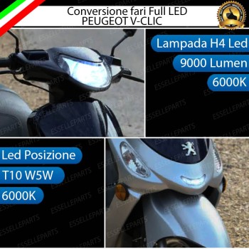 Lampade H4 + T10 LED per PEUGEOT V-CLIC 6000K Bianco