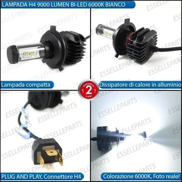 Lampade H4 + T10 LED per PEUGEOT V-CLIC 6000K Bianco